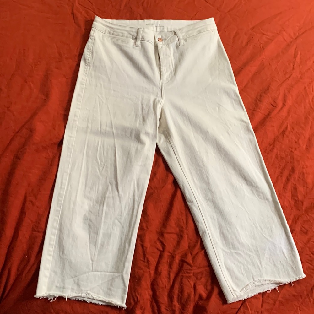 White/off-white Old Navy High-Rise Wide Leg Jeans